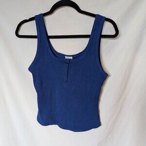 NWT Francesca’s Tara Henley Rib Knit Tank Top Blue Size M